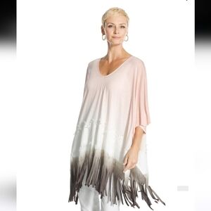 CHICOS FELICITY V-NECK FRINGE PONCHO SIZE S/M